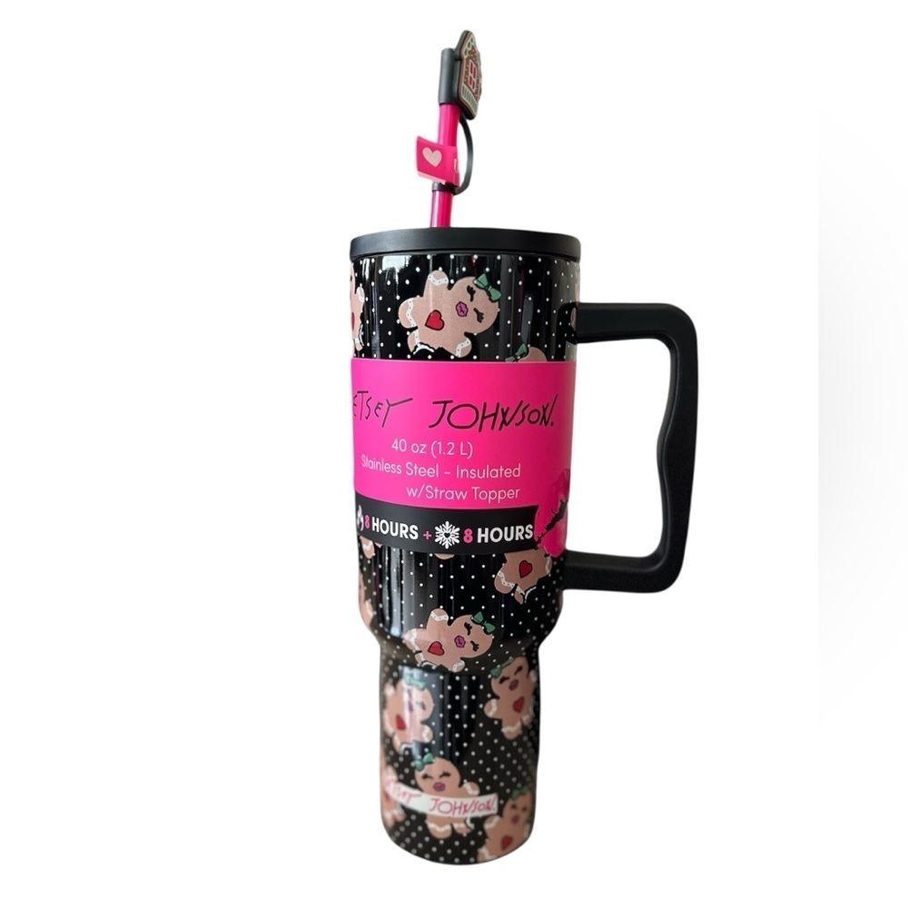 🤍🖤 Betsey Johnson 40oz Insulated Stainless Steel gingerbread Tumbler - NWT🤍🖤